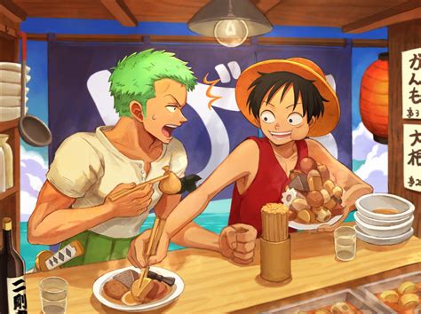 Wallpaper Monkey D Luffy Roronoa Zoro One Piece Food Friendship