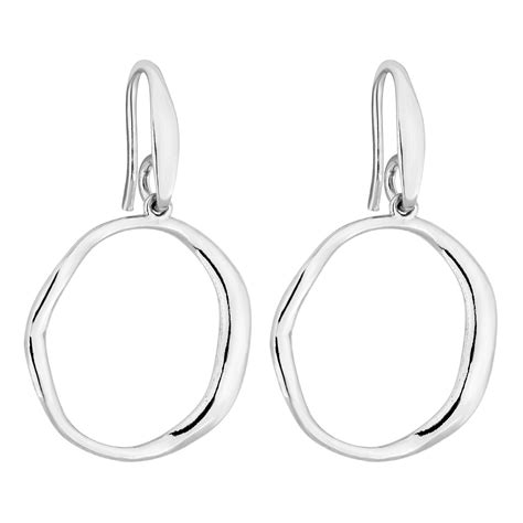 Simply Silver Sterling Silver Organic Hoop Drop Earring Jewellery