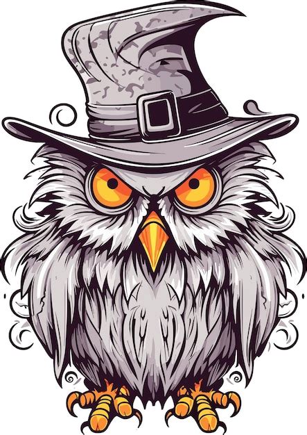 Premium Vector Halloween Owl Wearing A Witch Hat