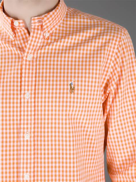 Lyst Polo Ralph Lauren Button Down Checked Shirt In Orange For Men