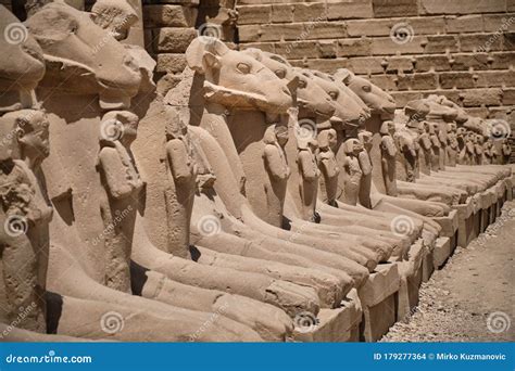 Avenue Of Sphinxes In The Karnak Temple In Luxor Egypt Stock Photo