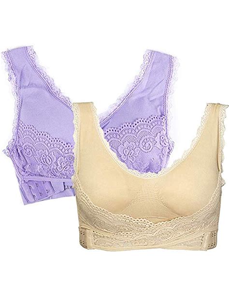 Sayfut Womens Floral Lace Bras Removable Padded Bra Cross Front Side