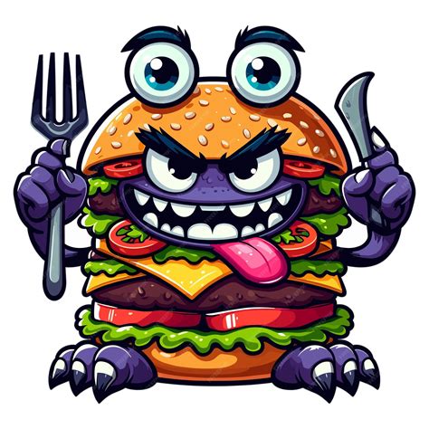 Premium Vector Monster Burger Cartoon Mascot Character Vector