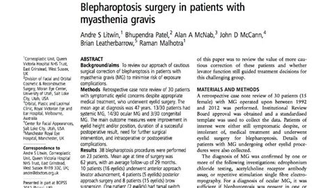 Eyelid Surgery in patients with Myasthenia Gravis