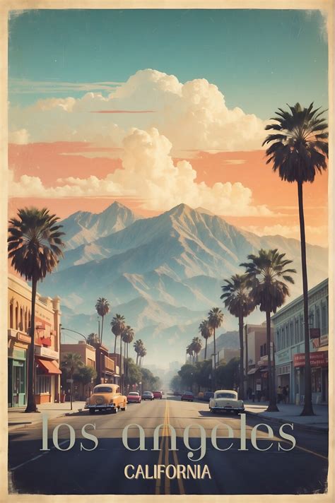 Wall Art Print Capturing Glamour Vintage Travel Poster Of Los