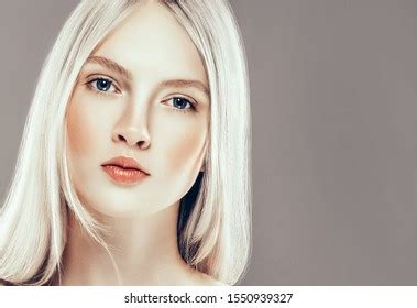 Closeup Portrait Beautiful Blonde Woman Nude Stock Photo