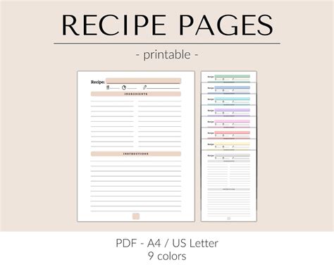 Printable Recipe Template Recipe Book Template Printable Recipe Page ...