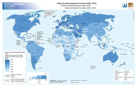 Indice de développement humain IDH 2018 Cartoprodig Des cartes