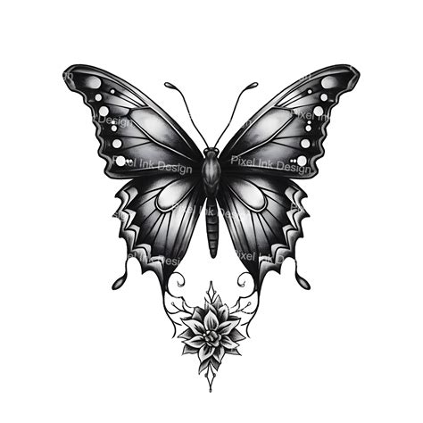 Butterfly Floral Style Tattoo Design Download High Resolution Digital ...