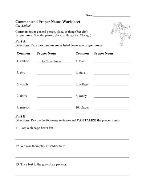 Common And Proper Nouns Worksheet Parts Of Speech Activity