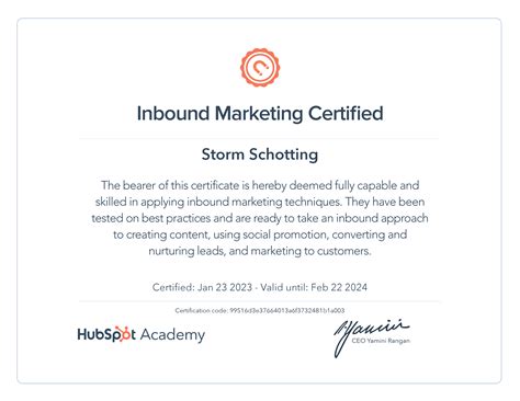 HubSpot Academy Inbound Marketing Certification