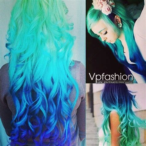 Light Turquoise To Medium Blue Gradient Hair Dyed Hair Blue Blue Ombre