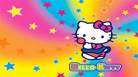 Download Hello Kitty In Colorful Spiral Background | Wallpapers.com