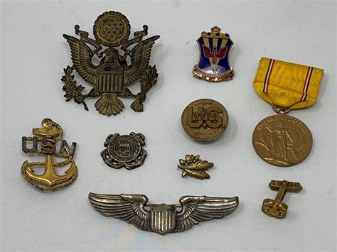 Lot 143 Vintage Wwii Us Military Sterling Pins Other Pins And