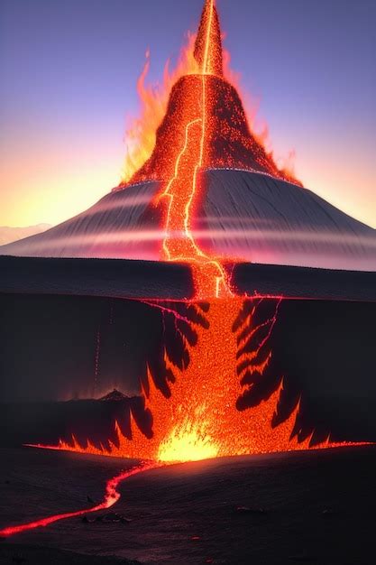 Premium Photo Volcano Lava Golden Magma Flow Nature Landscape