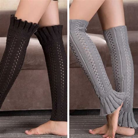 Hollow Leg Warmers For Women Above Knee Bud Boot Socks Crochet Boot