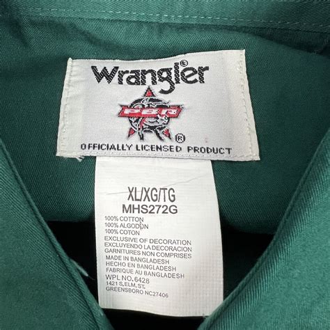 Wrangler Pbr Logo Western Shirt Button Down Mens Xl Gem