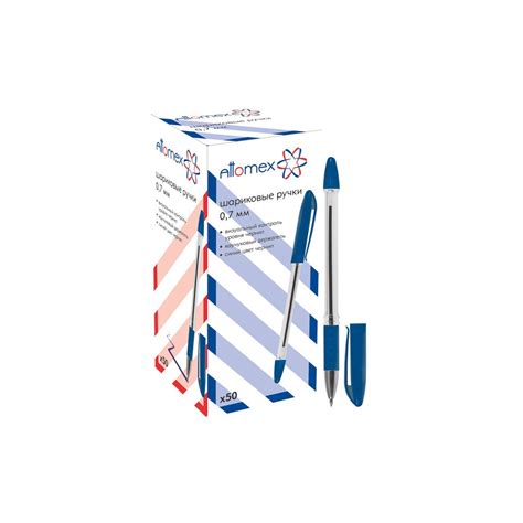 Ручка шариковая синяя, манжетка, 0,3 мм, 0,7 мм, прозрачный, Attomex в ...