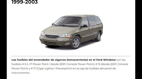 Diagrama De Fusibles Y Relés Para Ford Windstar 1999 2003 Youtube