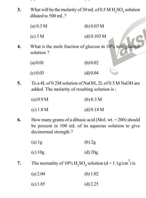 What Is The Mole Fraction Of Glucose In 10ww Glucose Solution Filo