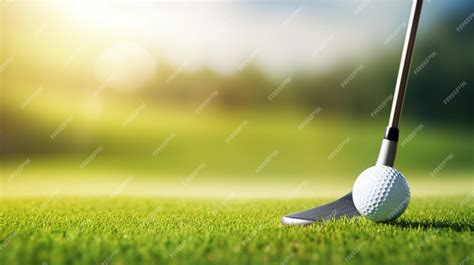 Premium Photo Close Up Golf Club And Ball On Green Grass Lawn