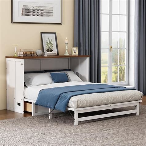 Amazon Merax Modern Farmhouse Solid Wood Murphy Cabinet Bed With