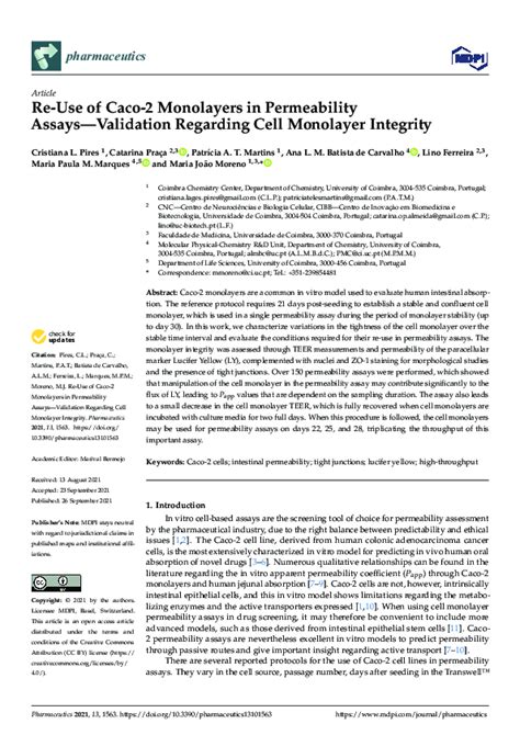 (PDF) Re-Use of Caco-2 Monolayers in Permeability Assays—Validation ...