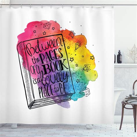 INPERCUST Book Pages Shower Curtain Inspiring Quotes And Vibrant