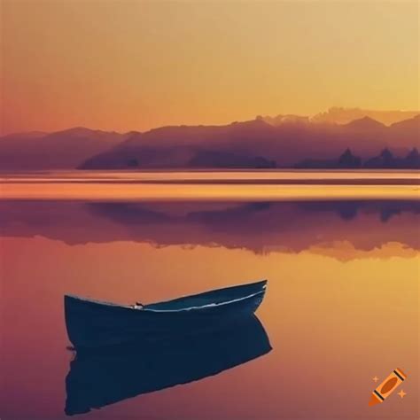 Solitary Boat On A Calm Lake On Craiyon