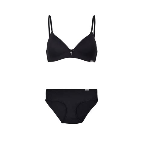 Phoebe Non Wire Multiway Bra And Low Rise Bikini Set Black Io Sono
