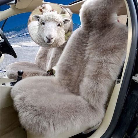 Carseatcover Uk Front Pair Of Faux Fur Furry Cream Sheepskin Car Seat