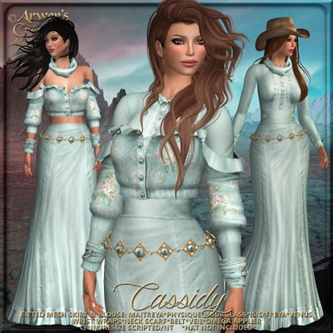 Second Life Marketplace {as} Cassidy Fitted Mesh Skirt And Top Aqua Western Omega Maitreya