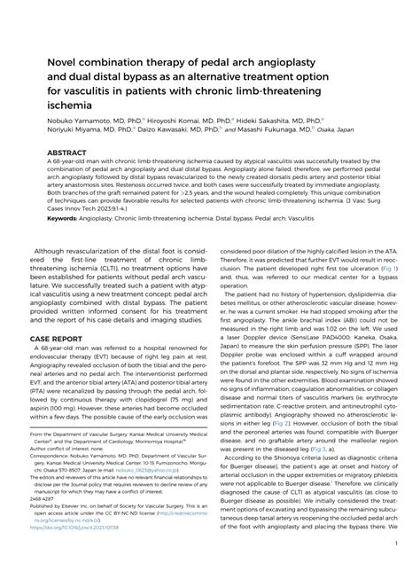 Pdf Novel Combination Therapy Of Pedal Arch Angioplasty And Dual