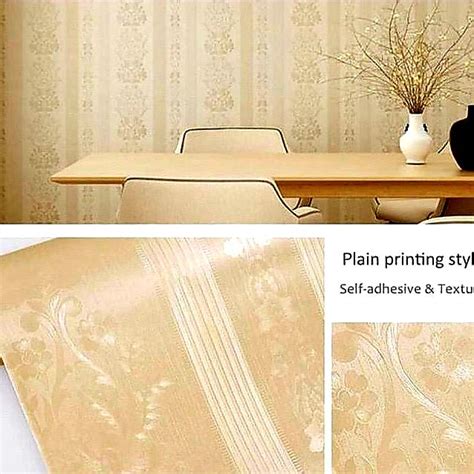 Jual Baru Murah Wallpaper Sticker Dinding Kuning Polos Garis Bunga