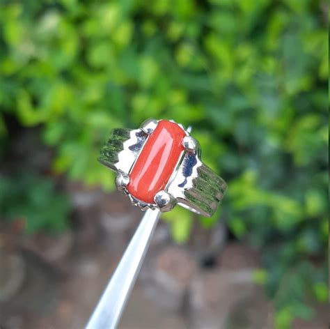 Red Coral Ring Men Natural Marjan Stone Ring in 925 Silver - Etsy