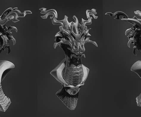 Artstation Dragon Bust Miniature 3d Print Ready Obj Stl Files