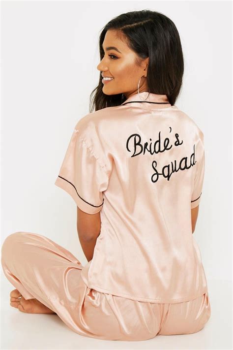 Rose Gold Brides Squad Embroidered PJs Rose Gold Bride Bride Squad