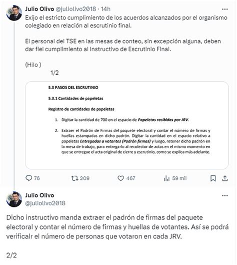 Magistrado Olivo Demanda Al Tse Publicar Los Resultados De Elecciones