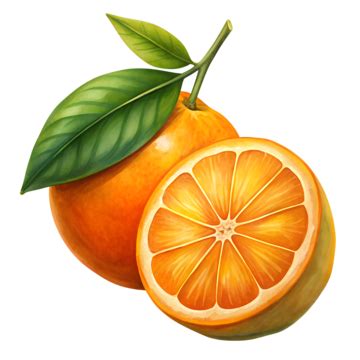 Fruta Naranja Con Hojas Ilustraci N Clipart Png Dibujos Im Genes