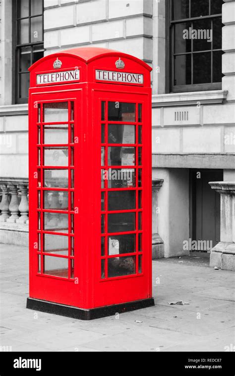 Traditional Old Style Red Telephone Box British Phone Booth In London