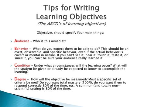 Ppt Writing Learning Objectives Powerpoint Presentation Free