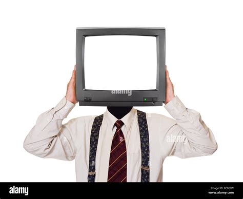 Man with tv screen for head Stock Photo - Alamy