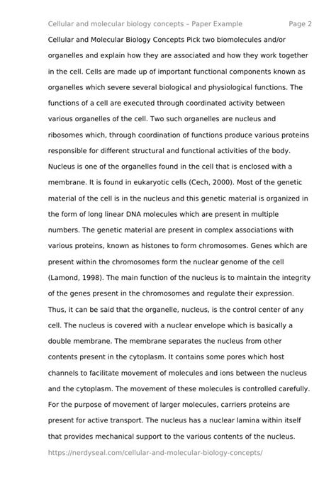 Cellular And Molecular Biology Concepts 547 Words Nerdyseal