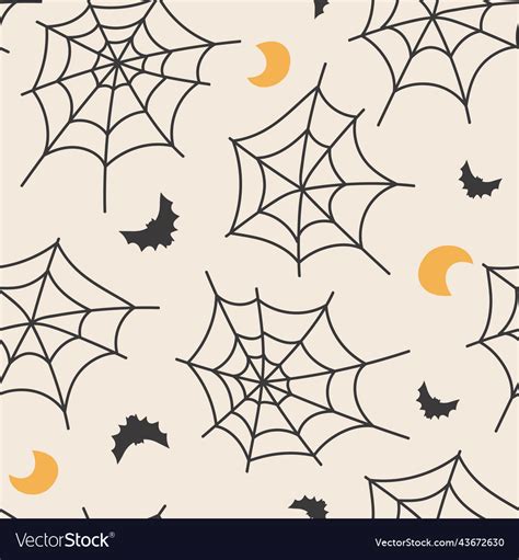 Hand drawn spider web and bat seamless pattern Vector Image