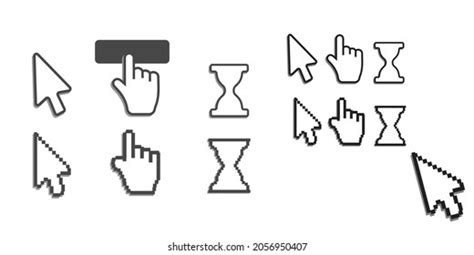 Pixel Cursors Icons Mouse Hand Arrow Stock Vector Royalty Free