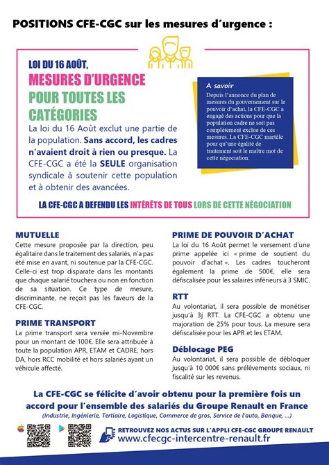 Pouvoir Dachat La Cfe Cgc Signe Laccord Cfe Cgc Intercentre Renault