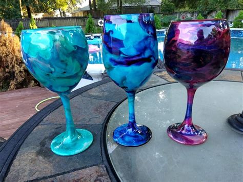 Alcohol Ink Tumblers Wine Glasses Customizable Etsy