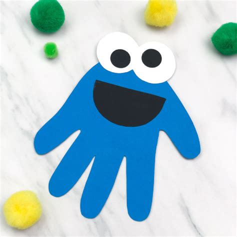 Handprint Cookie Monster And Elmo Craft For Kids