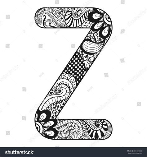 Zentangle Stylized Alphabet Lace Letter Z Stock Vector