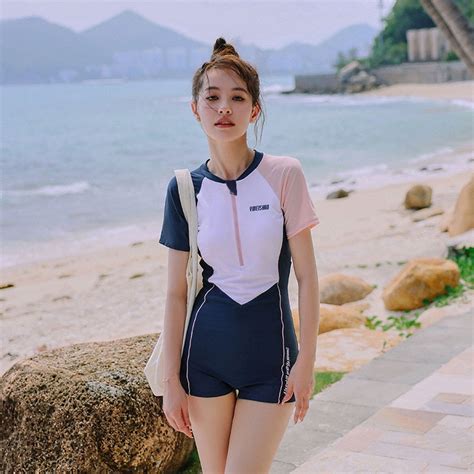 Bikini Set Women S One Piece Long Sleeve Sports Swimwear Korean Fashion Sexy Beach Swimsuit